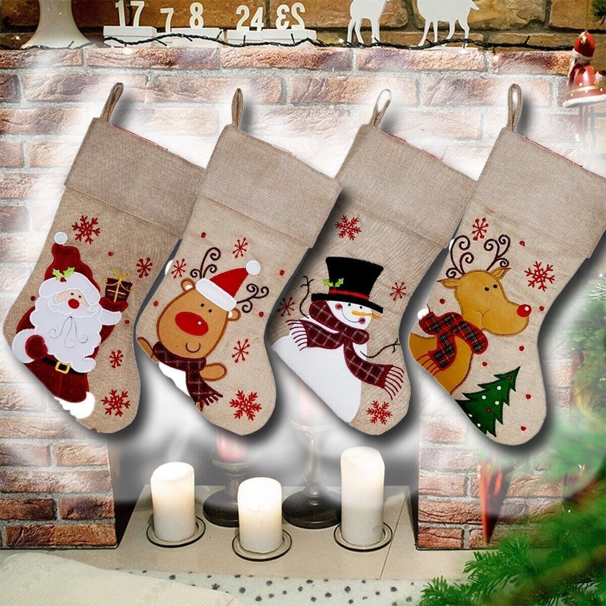 Christmas Stocking Xmas Santa Sack Jute Velvet Luxury Stockings Gift Bags Decor - Picture 18 of 38