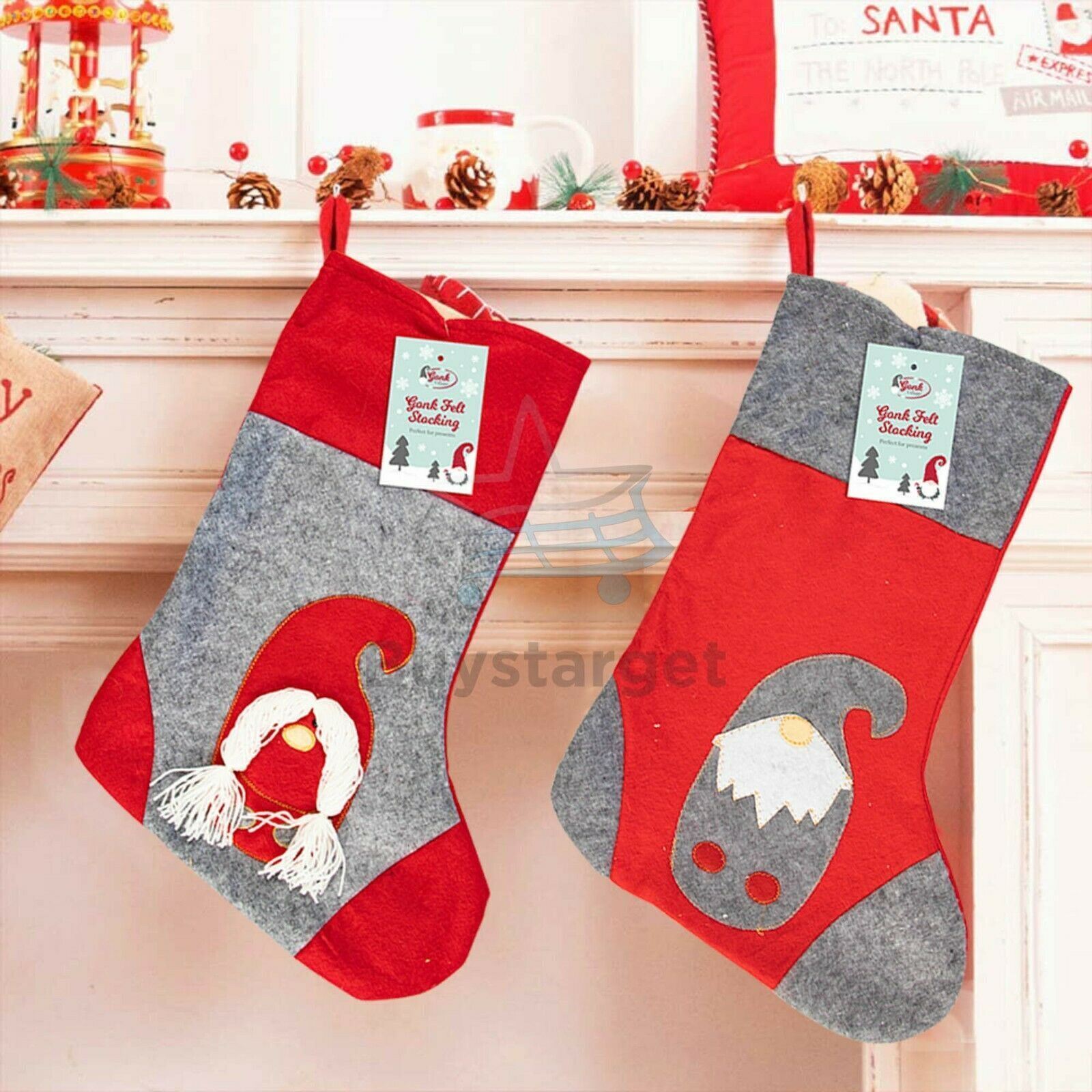 Christmas Stocking Xmas Santa Sack Jute Velvet Luxury Stockings Gift Bags Decor - Picture 7 of 38