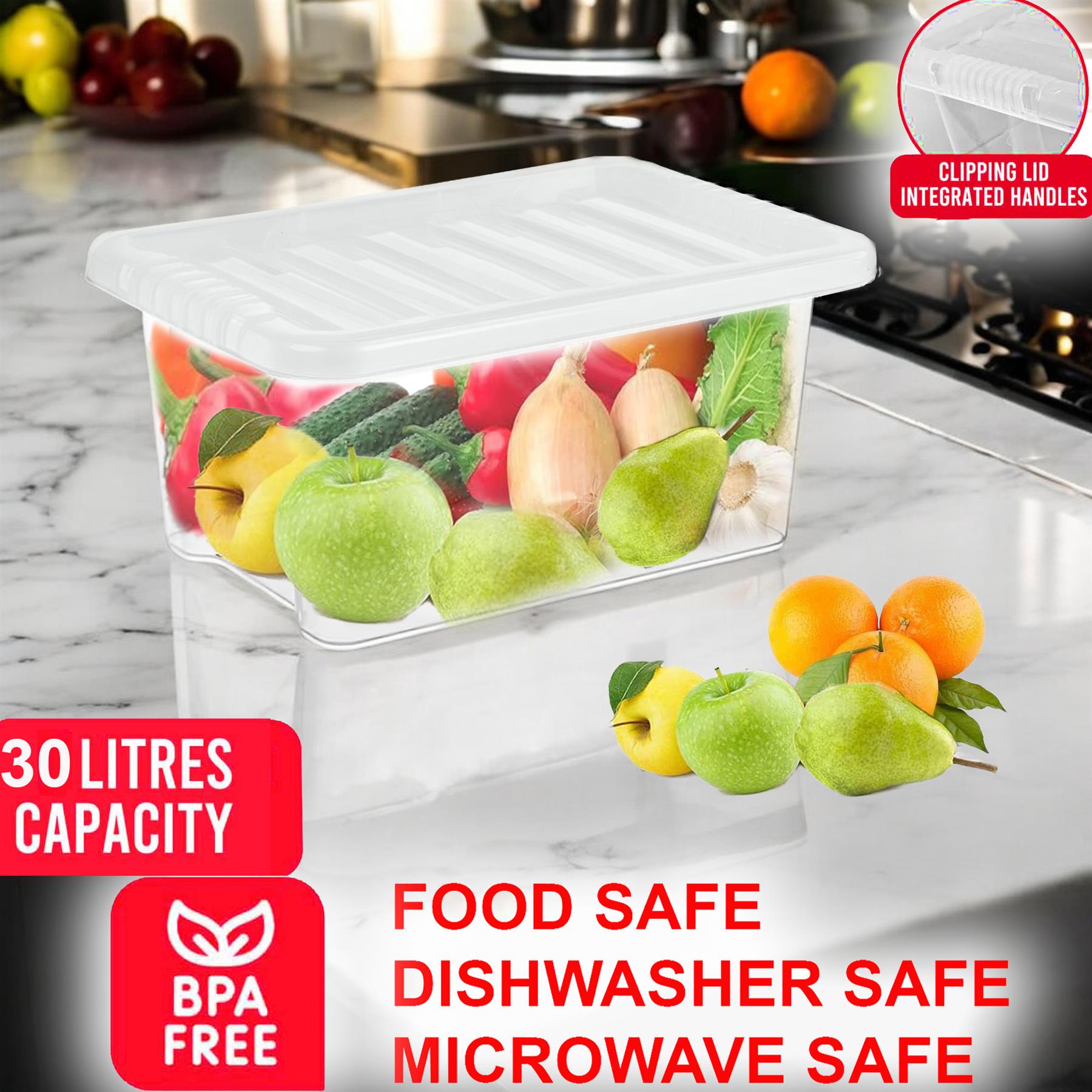 thumbnail image 2 of Clear Plastic Storage Boxes With Lids – Stackable – 32 Litre – UK Made 2 of 4