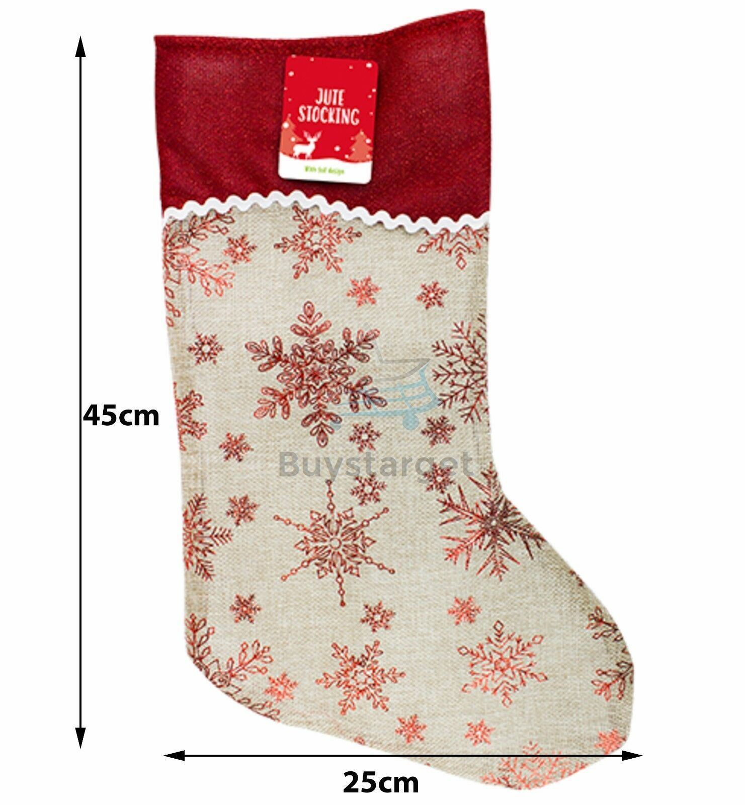 Christmas Stocking Xmas Santa Sack Jute Velvet Luxury Stockings Gift Bags Decor - Picture 28 of 38
