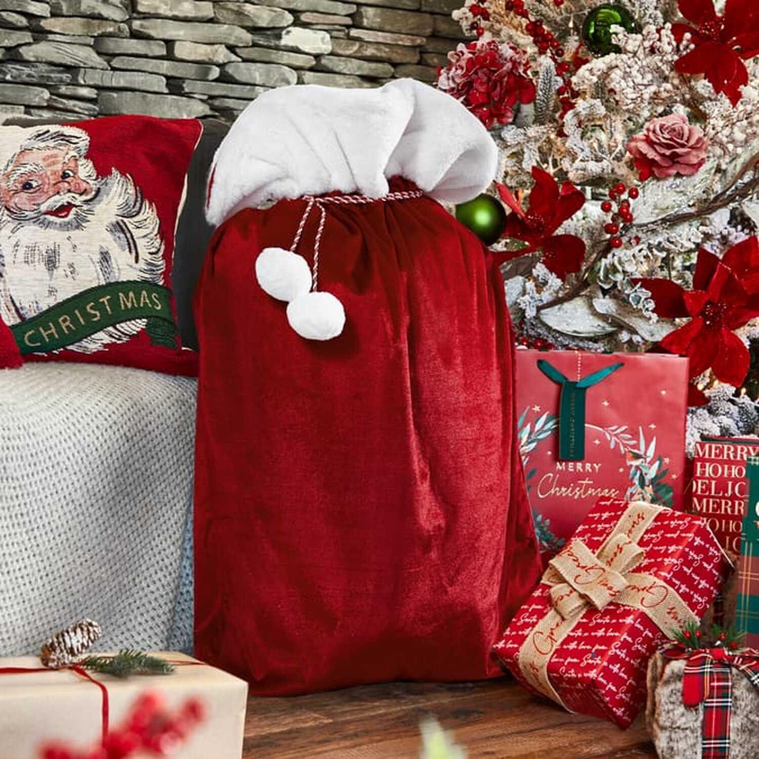 Christmas Stocking Xmas Santa Sack Jute Velvet Luxury Stockings Gift Bags Decor - Picture 38 of 38