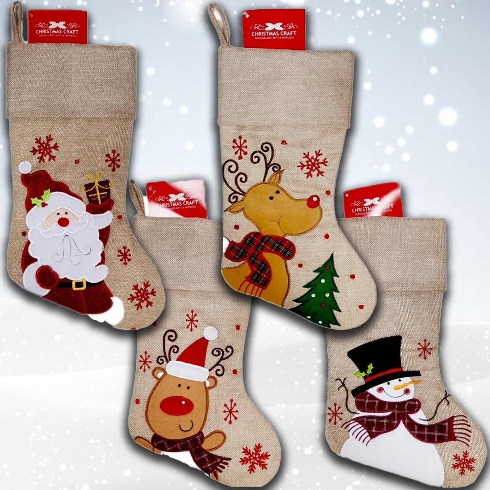 Christmas Stocking Xmas Santa Sack Jute Velvet Luxury Stockings Gift Bags Decor - Picture 19 of 38