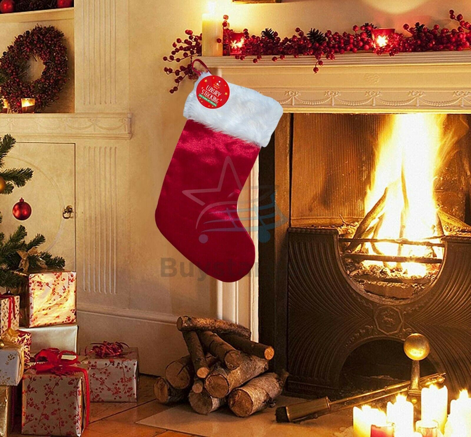 Christmas Stocking Xmas Santa Sack Jute Velvet Luxury Stockings Gift Bags Decor - Picture 31 of 38