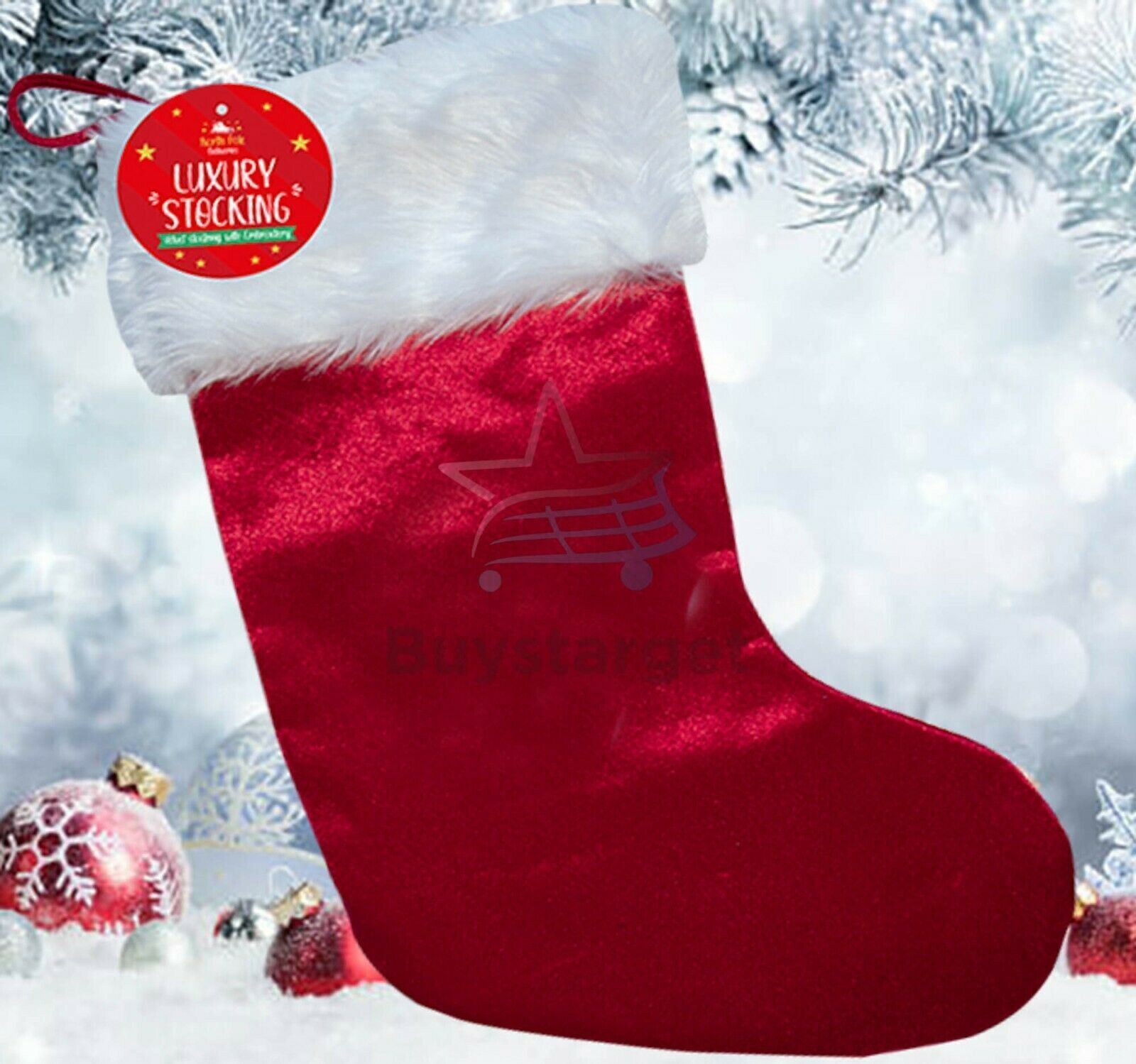 Christmas Stocking Xmas Santa Sack Jute Velvet Luxury Stockings Gift Bags Decor - Picture 29 of 38
