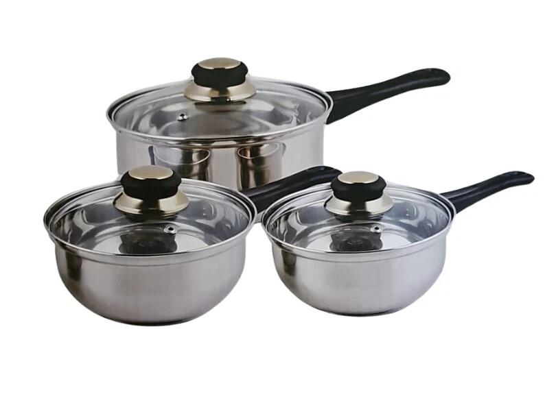6PC INDUCTION SAUCEPAN SET STAINLESS STEEL COOKWARE PAN STOCK POTS LID PREMIUM - Picture 3 of 14