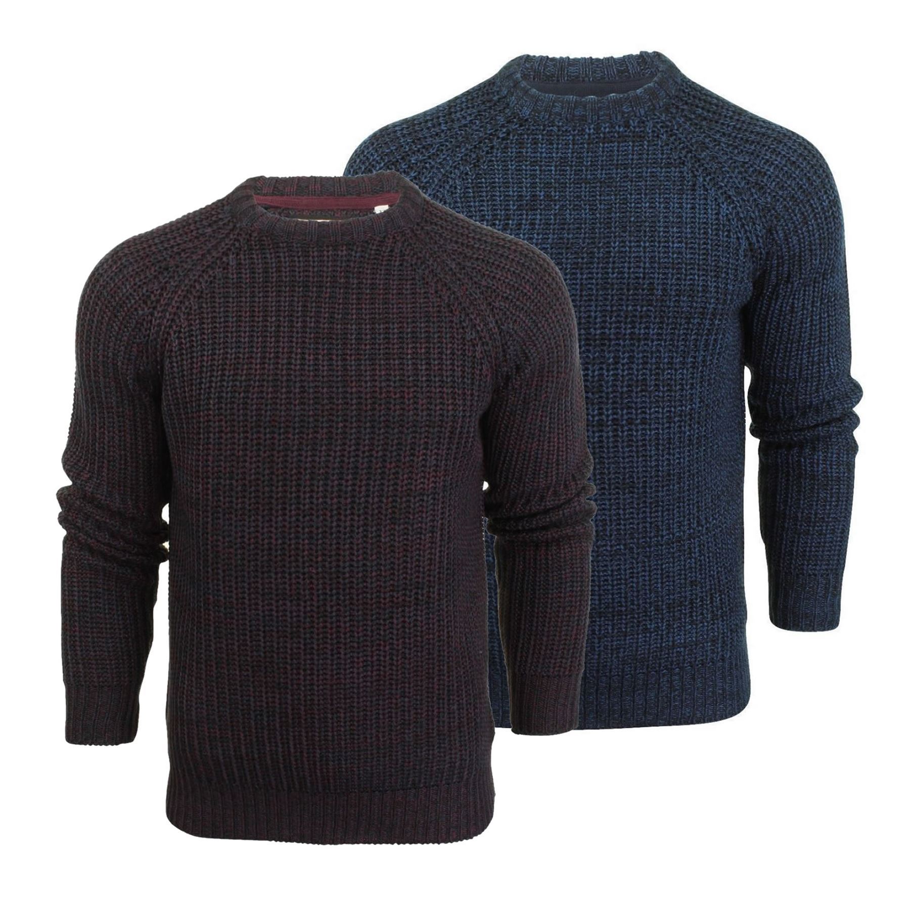 Brave Soul Neutron Designer Mens Jumper Twisted Fisherman Knit Crew Neck Sweater