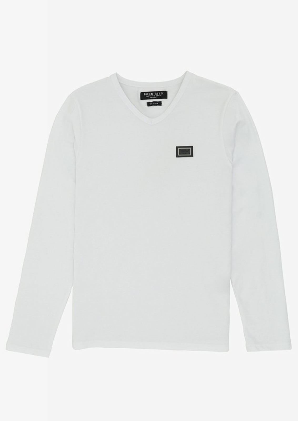 Né riche homme jaspe sanguin V-Neck T-shirt à manches longues