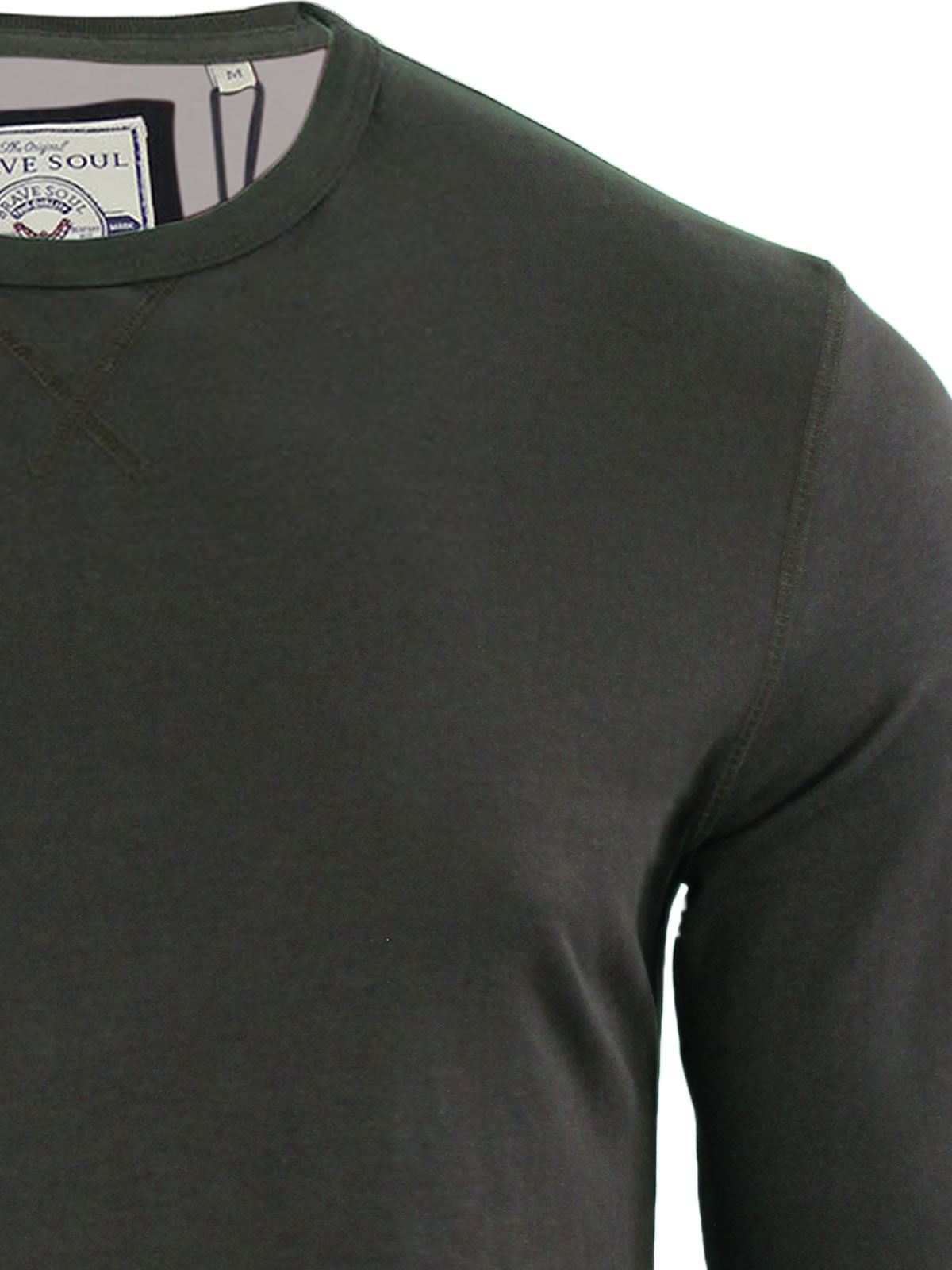 Brave Soul Prague Mens TShirt by Cotton Long Sleeved Crew Neck Casual