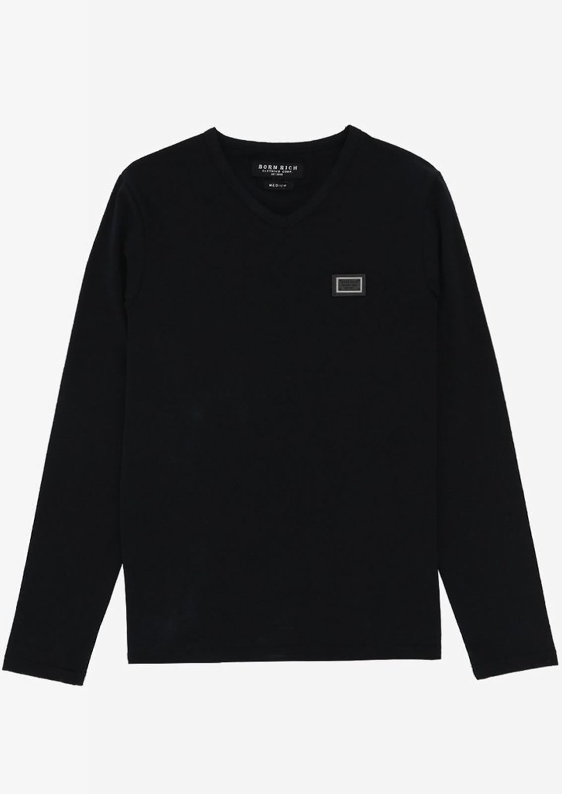 Né riche homme jaspe sanguin V-Neck T-shirt à manches longues