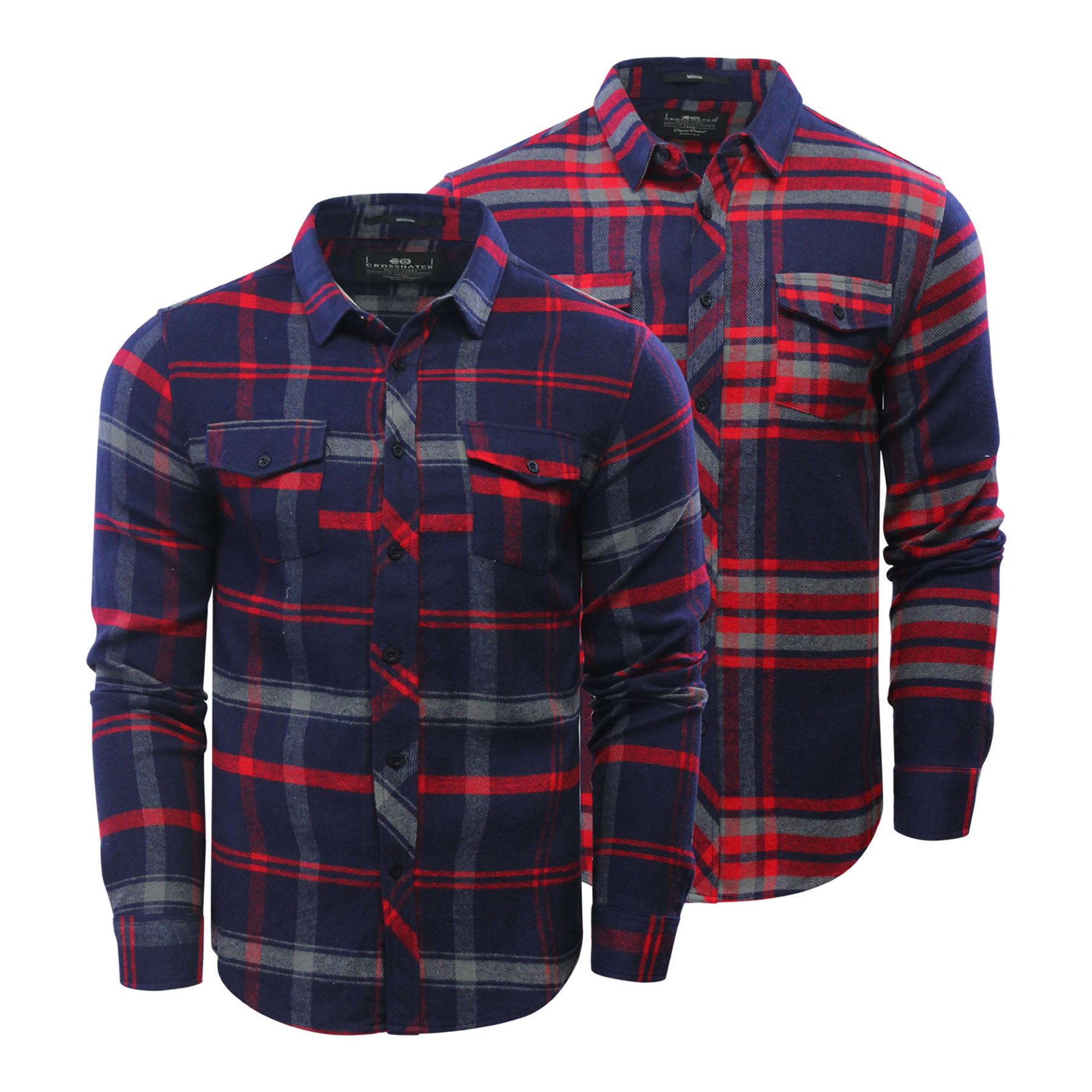 Crosshatch LARIX Mens Check camicia cotone manica lunga Top Casual