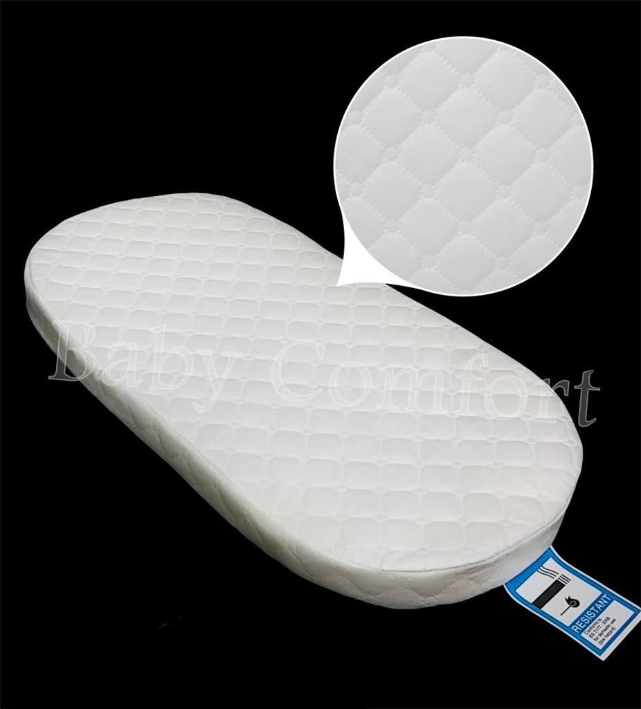 76 X 34 X 3.5 cm Moses Basket Foam Mattress Bassinet Baby PRAM Oval Fully Breathable Quilted Size