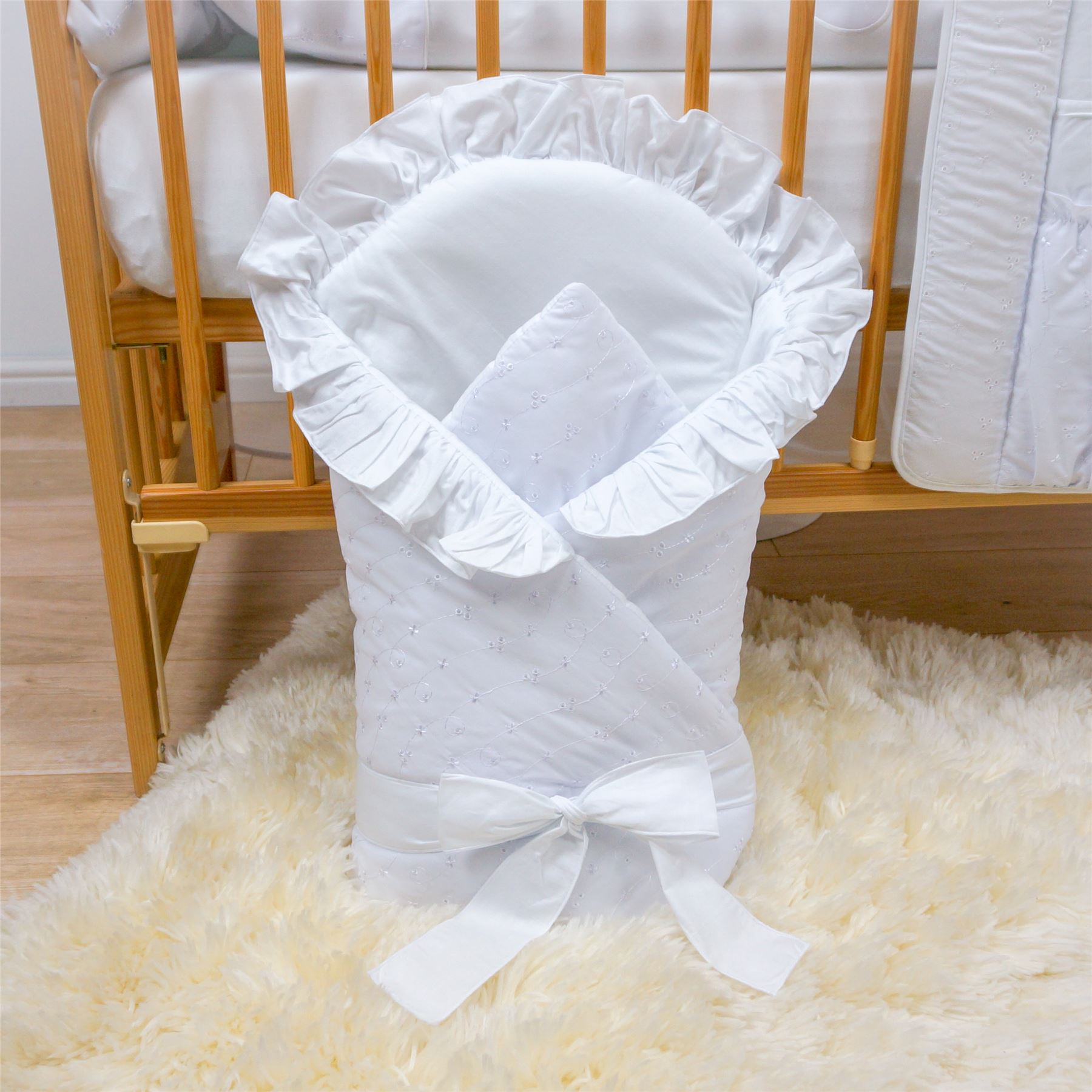 Broderie Anglaise Baby Swaddle Wrap / Newborn Swaddling Blanket /Duvet White eBay