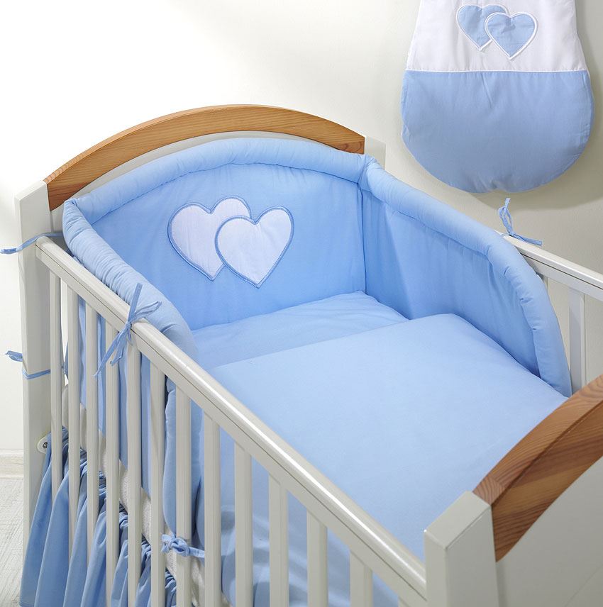 3 Piece Baby Bedding Set to fit Cot 120 x 60 cm Hearts Blue eBay