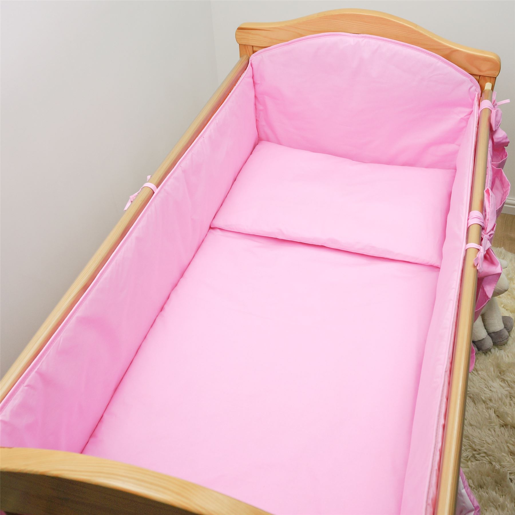 plain pink cot bedding
