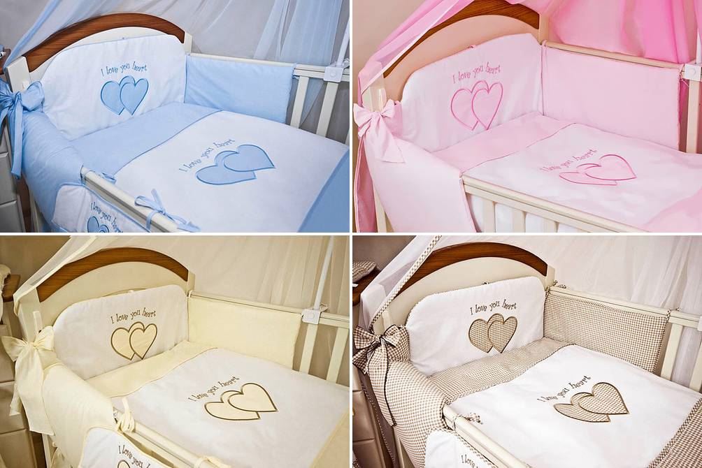 Sheet Set For Cot Cot Bed Hearts 6 Piece pcs Embroidered Baby Bedding