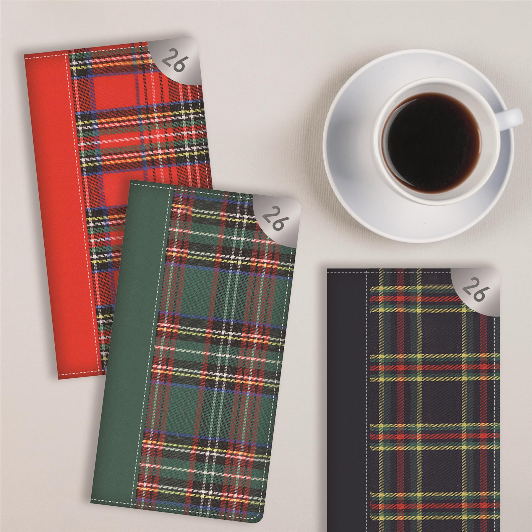 2026 Diary Slim Week to View Weekly Planner Organiser Tartan Red Navy Green - Picture 9 of 14