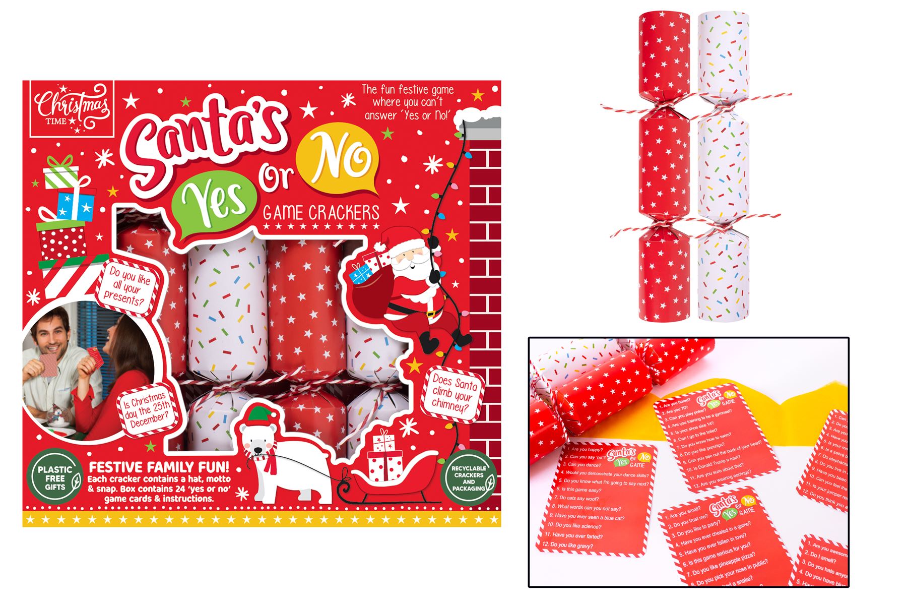 Interactive Christmas Crackers Box 6 Mini Family Game Chistmas Time Recyclable - Picture 20 of 23