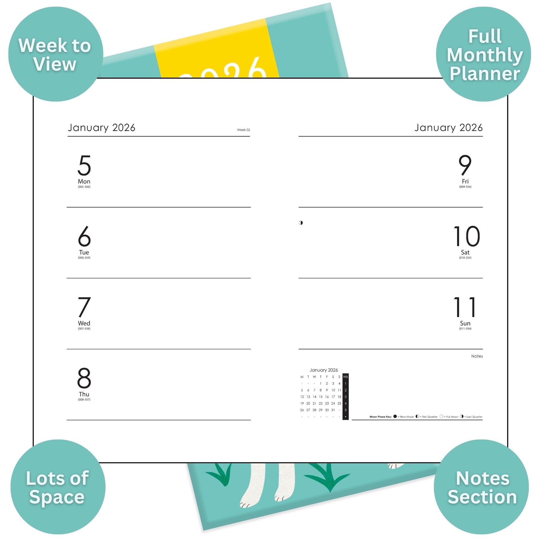2026 Diary Slim Week To View Cat Dog Hardback Pocket Weekly Planner Organiser - Picture 3 of 17