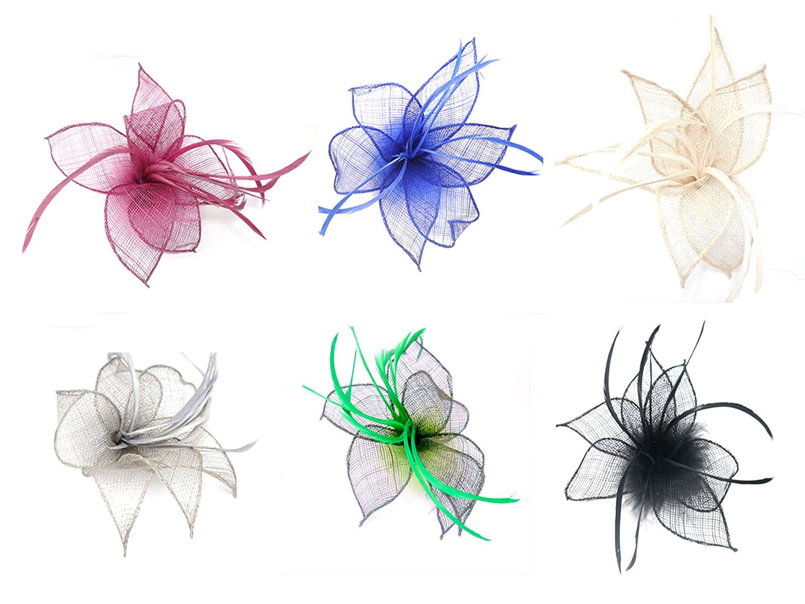 Flower Feather Fascinator Loop Beak Hair Clip Brooch Ladies Day Ascot Races 8 Flower Feather Fascinator Loop Beak Hair Clip Brooch Ladies Day Ascot Races 8