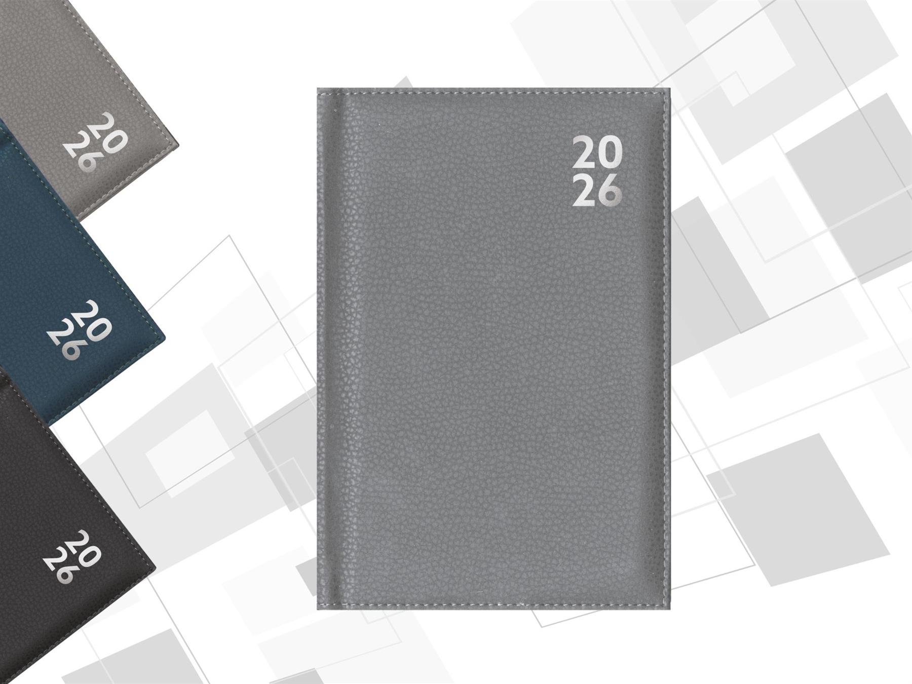 2026 Tagebuch A5 Kunstleder Tag pro Seite Tagesplaner Organizer schwarz marine grau - Bild 16 von 28