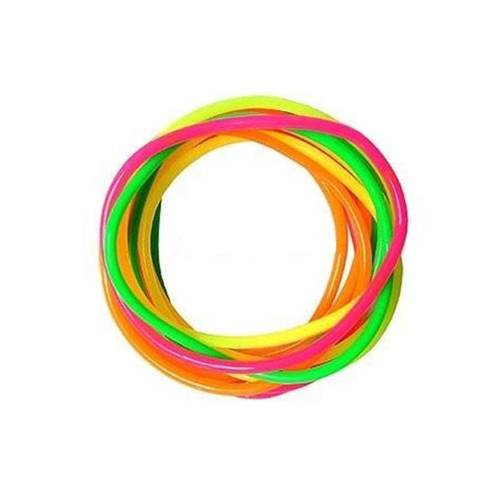 Gummy Bracelets Bangles Rubber Wristbands Black & Neon One Size Festival Pack 12 - Picture 4 of 6