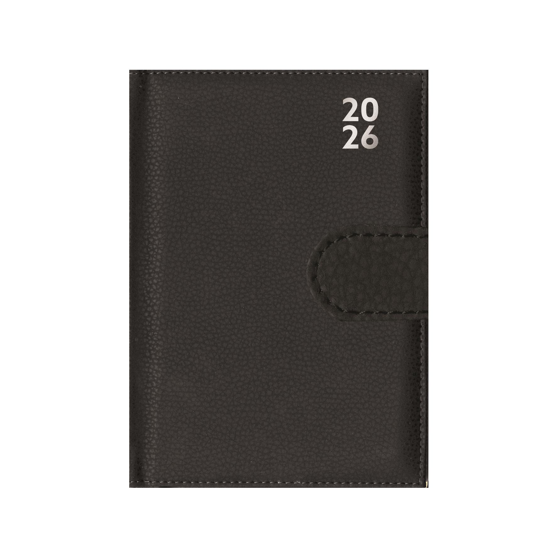 2026 Diary A7 Faux Leather Day Per Page Daily Pocket Planner Black Navy Grey - Picture 2 of 30