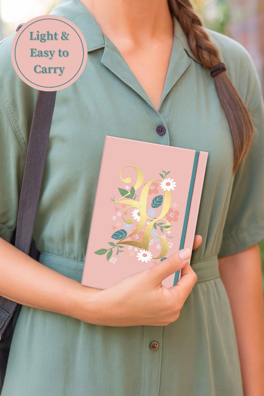 2026 Tagebuch A5 Woche zur Ansicht Blumen Softcover Monatsplaner Organizer grün rosa - Bild 7 von 9
