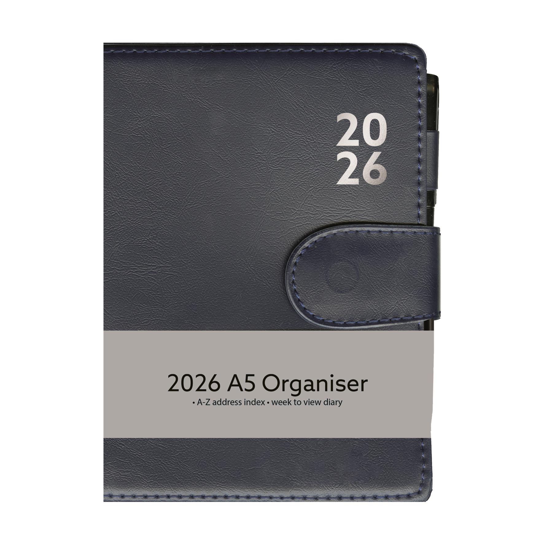 2026 A5 Kunstleder Woche zur Ansicht Wochentagebuch Organizer & Stift schwarz grau marine - Bild 23 von 31