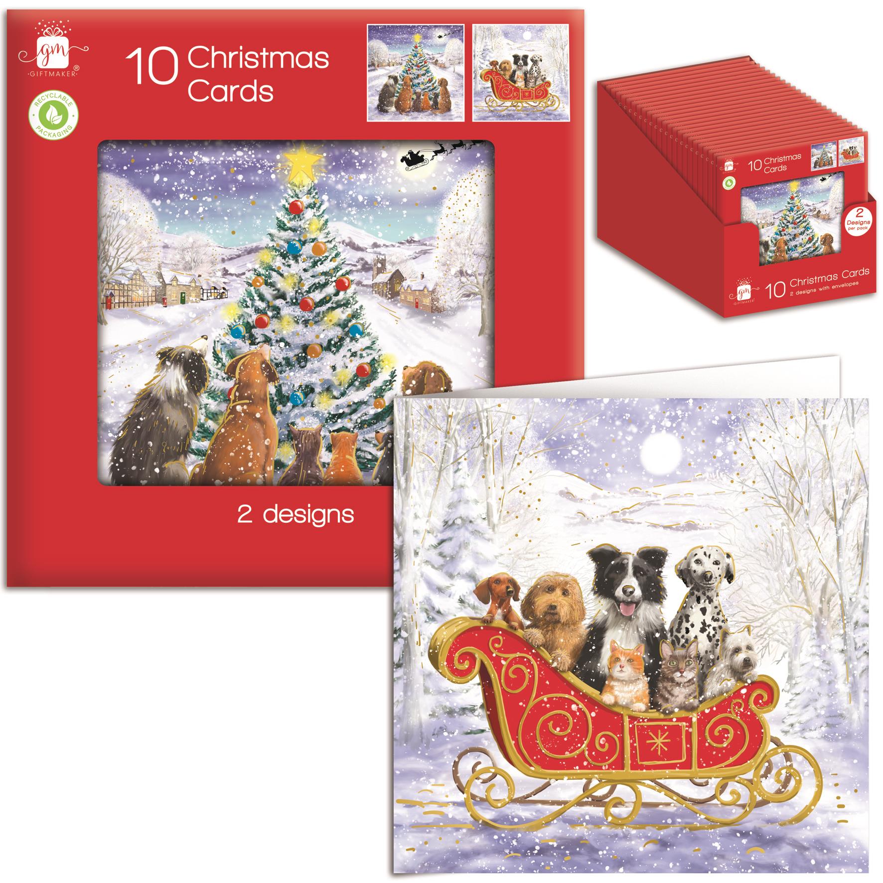 Square Christmas Cards Pack 10 Giftmaker 2 Festive Xmas Designs Letter Size 14cm | UK Square Christmas Cards Pack 10 Giftmaker 2 Festive Xmas Designs Letter Size 14cm | UK