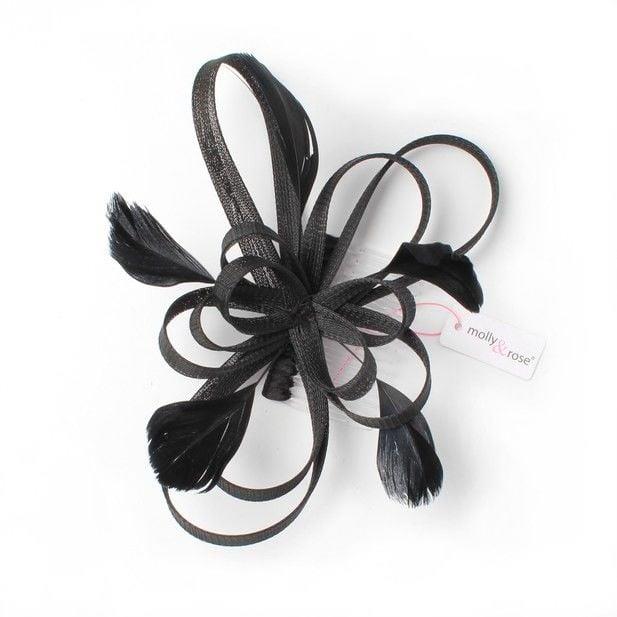 Ladies Hair Fascinator Coiled Net & Feather Clear Comb Pink Navy Wedding Proms - Picture 4 of 13