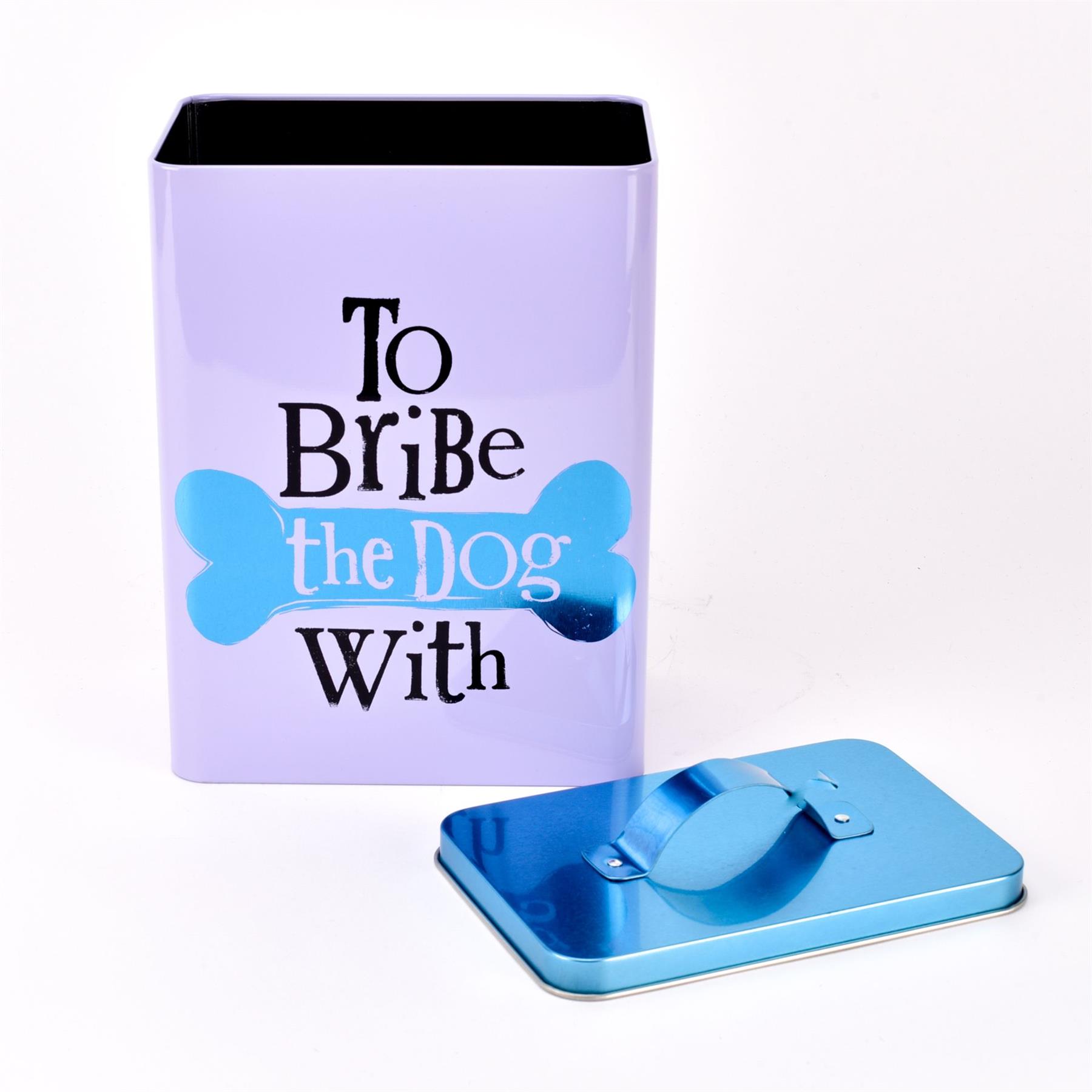 Brightside Pet Treats Storage Tin - Funny Novelty Gift Container For Dog Or Cat Food, Metal