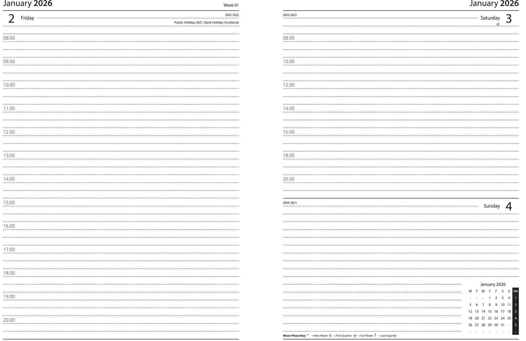 2026 Tagebuch A5 Kunstleder Tag pro Seite Tagesplaner Organizer schwarz marine grau - Bild 19 von 28