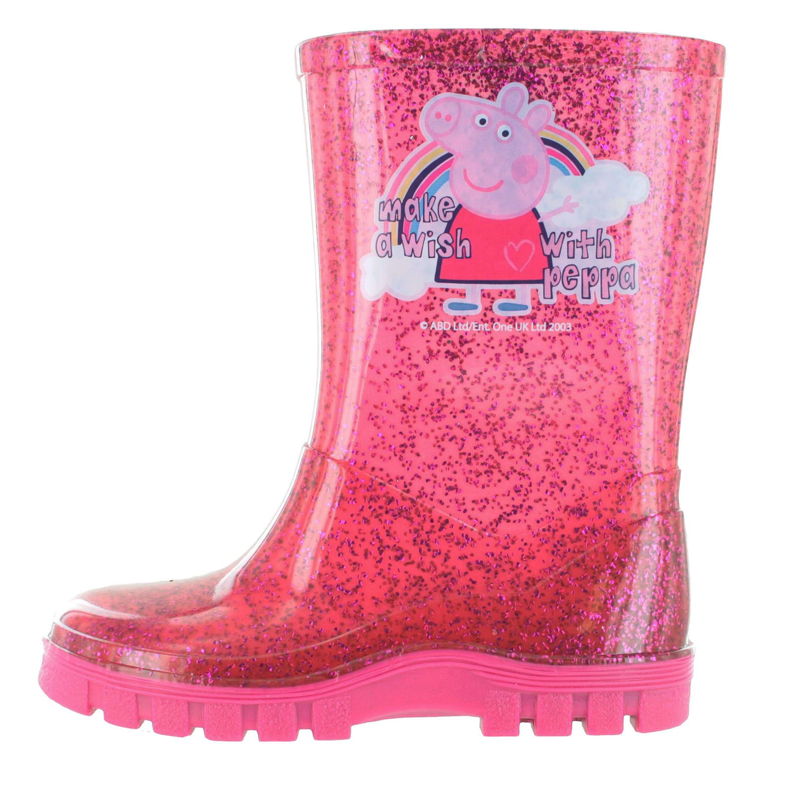 Peppa Pig Wellies Girls Pink Glitter Rainbow Wellington Boots UK Child 4 - 10 - Picture 6 of 9
