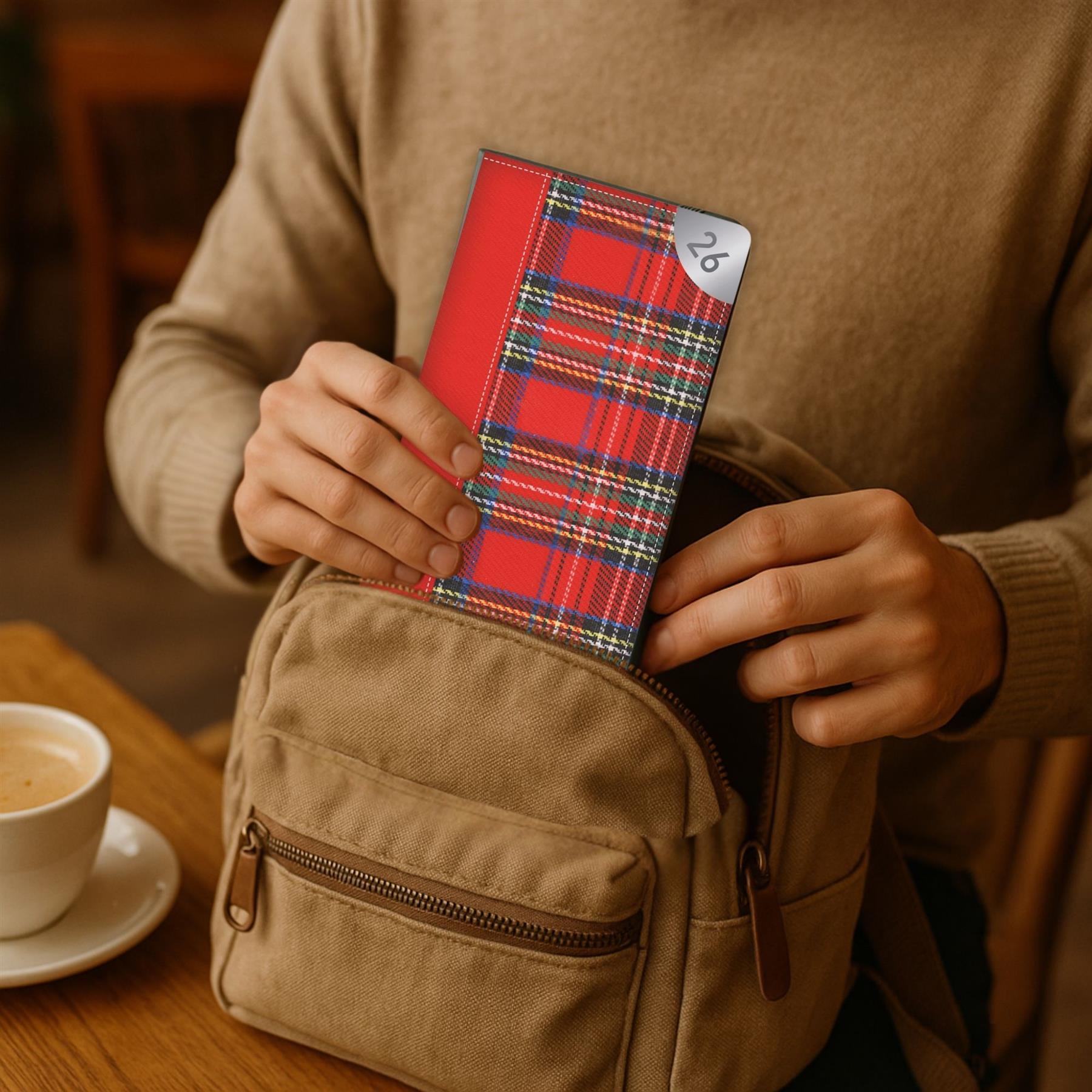 2026 Diary Slim Week to View Weekly Planner Organiser Tartan Red Navy Green - Picture 14 of 14
