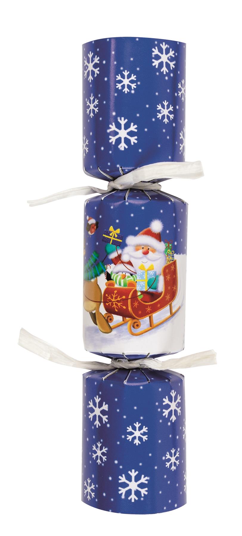 Mini Christmas Crackers Giftmaker Pack 6 Novelty Fun Blue & Red Santa & Friends - Picture 4 of 6