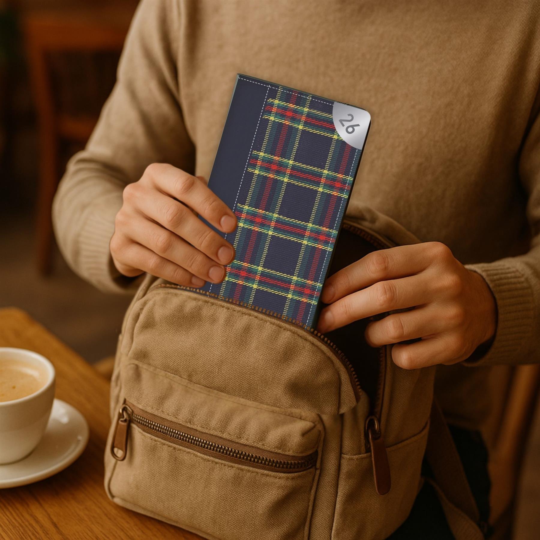 2026 Diary Slim Week to View Weekly Planner Organiser Tartan Red Navy Green - Picture 6 of 14