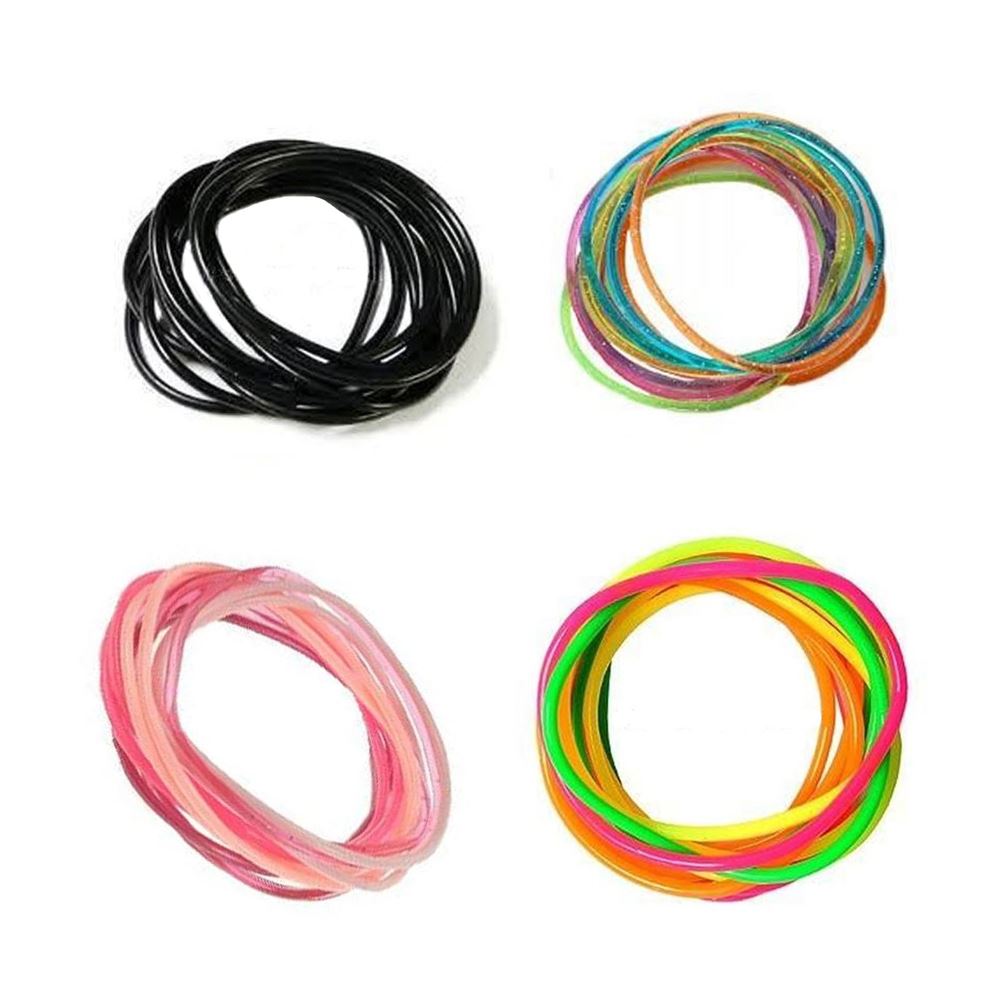 12 Mixed Gummy Rubber Bangles Wristbands Bracelets Various Colours One Size eBay