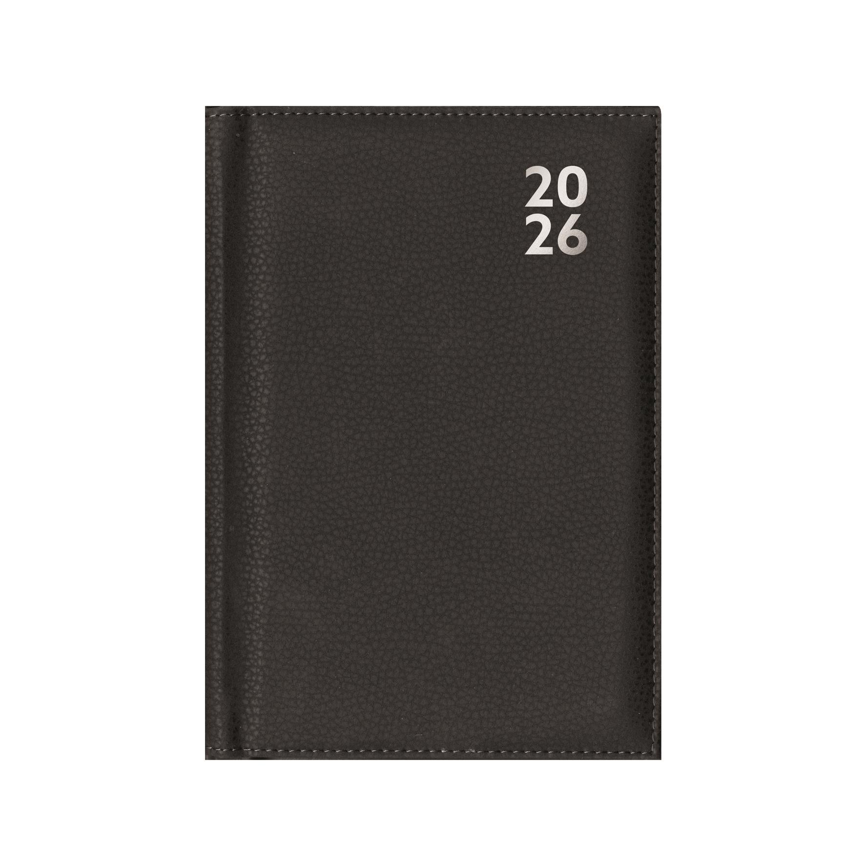 2026 Tagebuch A5 Kunstleder Tag pro Seite Tagesplaner Organizer schwarz marine grau - Bild 2 von 28