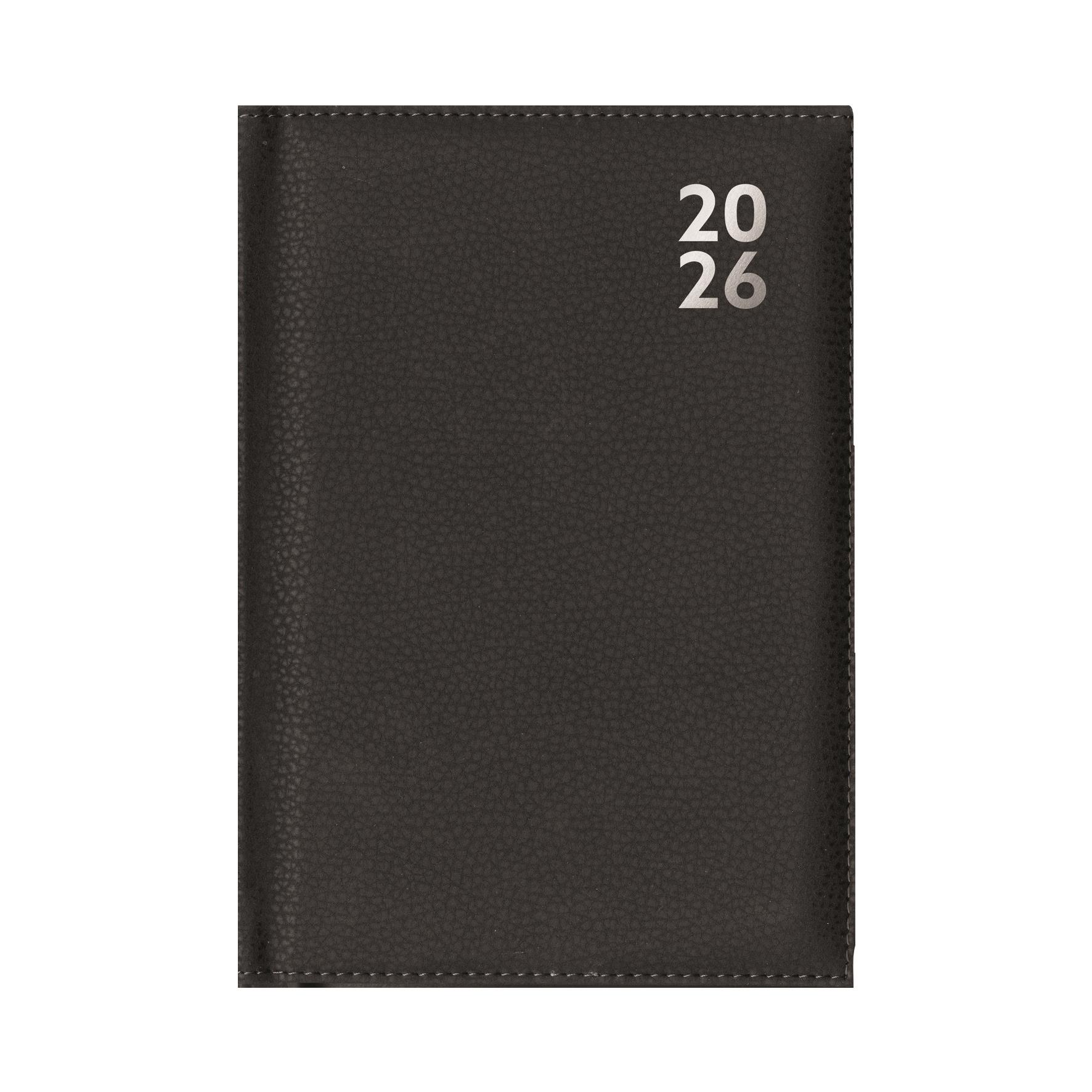 2026 Diary A4 Faux Leather Day Per Page Daily Planner Organiser Black Grey Navy - Picture 2 of 28