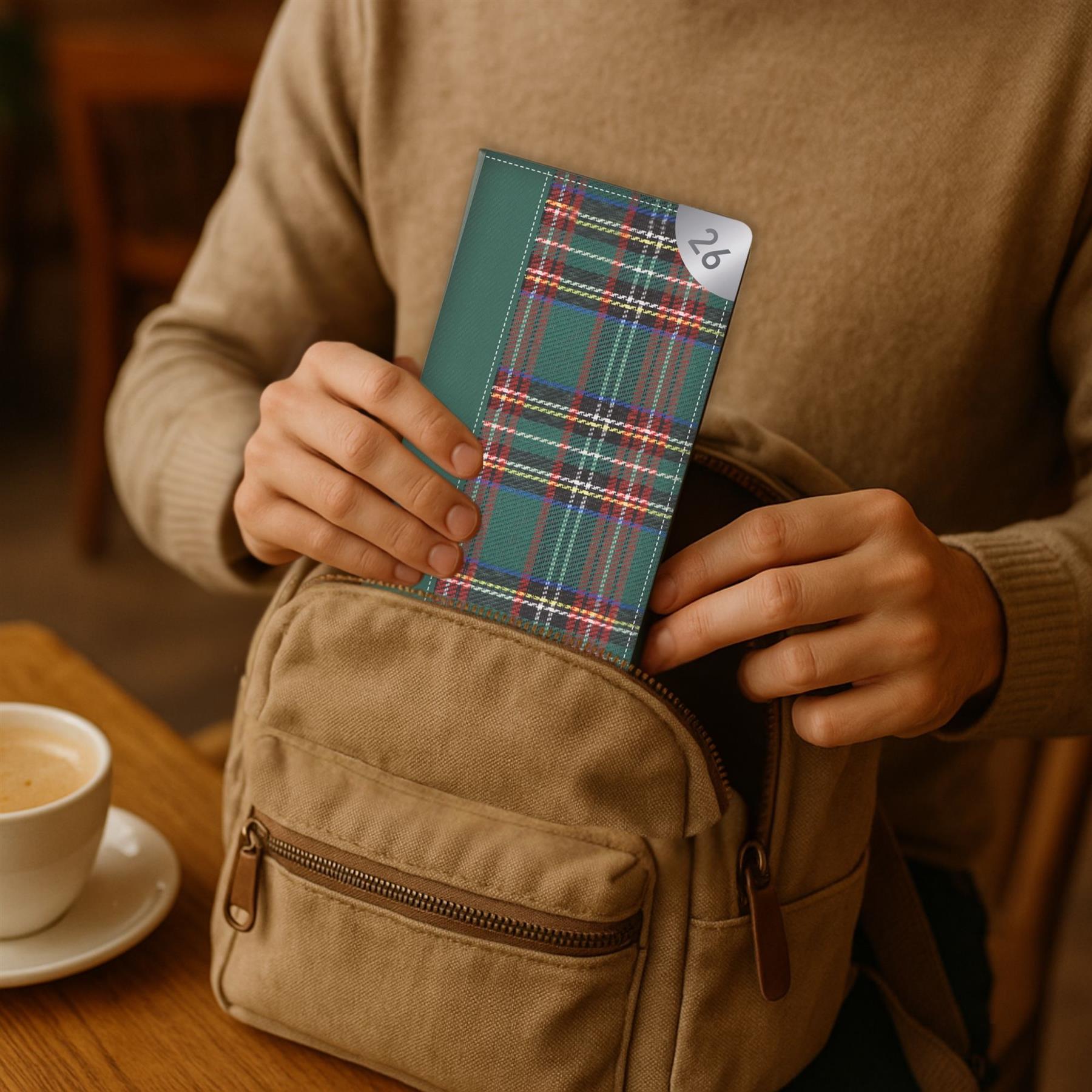 2026 Diary Slim Week to View Weekly Planner Organiser Tartan Red Navy Green - Picture 10 of 14