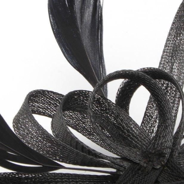 Ladies Hair Fascinator Coiled Net & Feather Clear Comb Pink Navy Wedding Proms - Picture 5 of 13