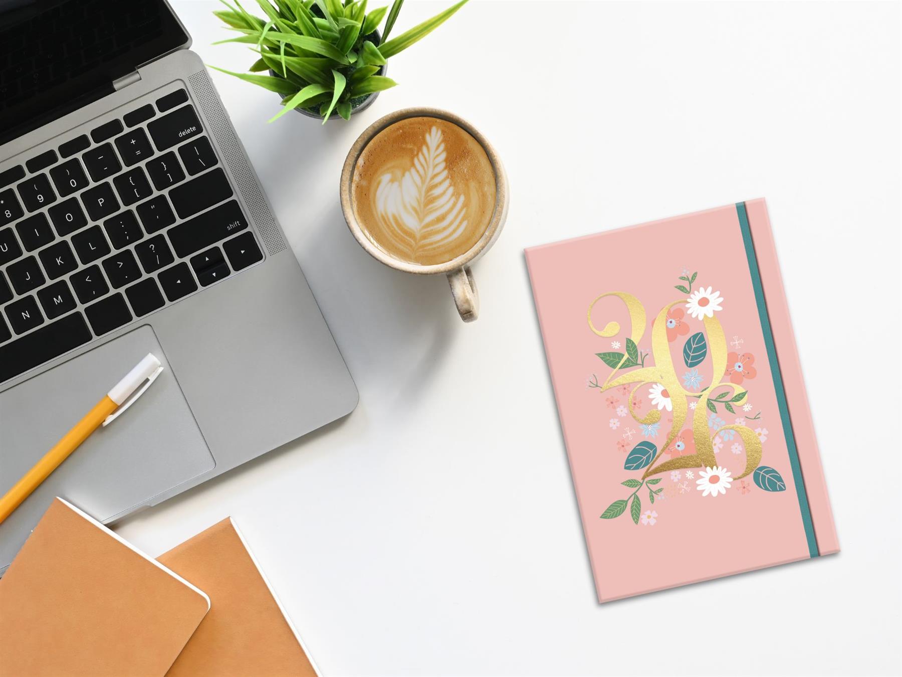 2026 Tagebuch A5 Woche zur Ansicht Blumen Softcover Monatsplaner Organizer grün rosa - Bild 8 von 9