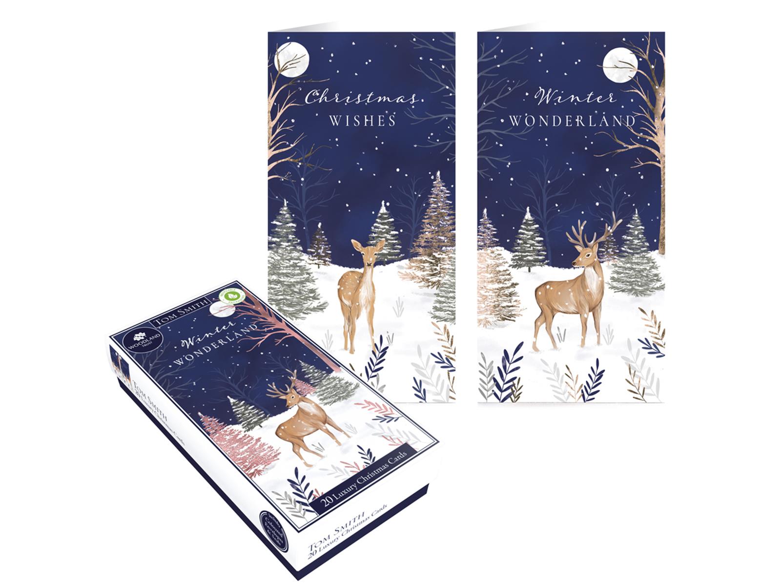 Luxury Christmas Cards Tom Smith Pack 20 Slim Charity Boxed 2 Festive Designs - Picture 6 of 9