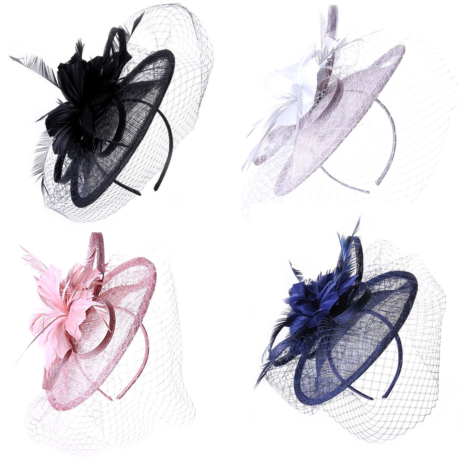 Bridal//Wedding Looped Ribbon Ivory Large Flower Feather Fascinator Hair Comb