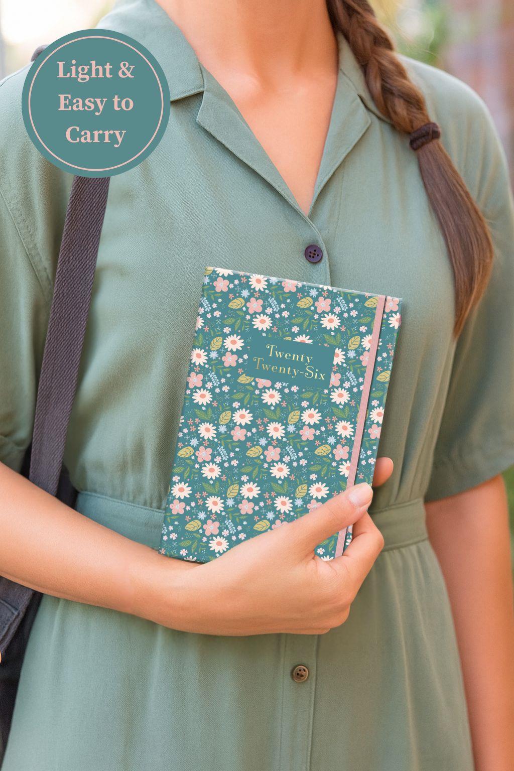 2026 Tagebuch A5 Woche zur Ansicht Blumen Softcover Monatsplaner Organizer grün rosa - Bild 5 von 9