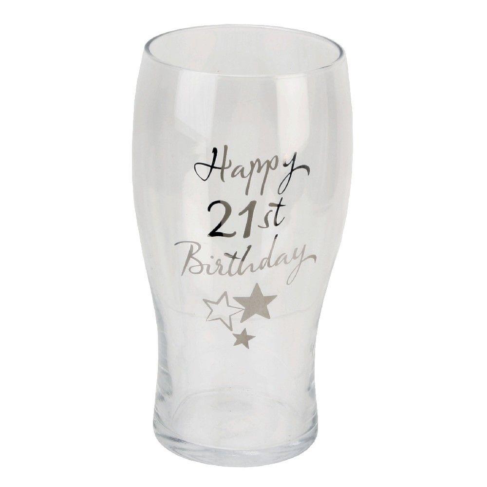 Happy Birthday Glass Novelty Pint Beer Silver Stars Celebrations Party 18-70th - Picture 8 of 18