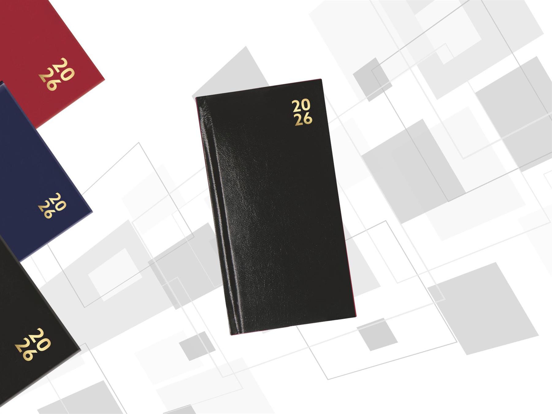 2026 Tagebuch Slim Pocket Woche zur Ansicht Hardcover Wochenorganizer schwarz blau rot - Bild 9 von 28