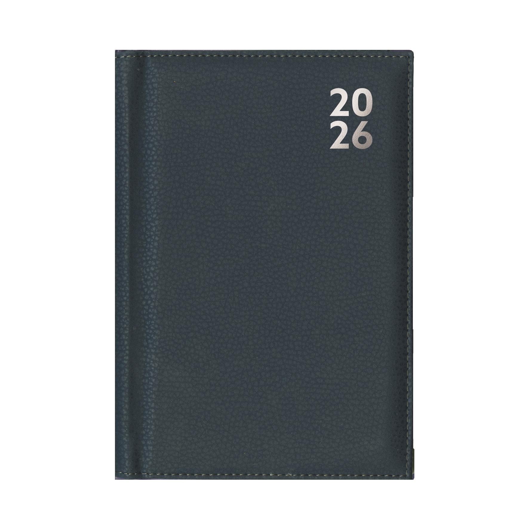 2026 Diary A4 Faux Leather Day Per Page Daily Planner Organiser Black Grey Navy - Picture 20 of 28