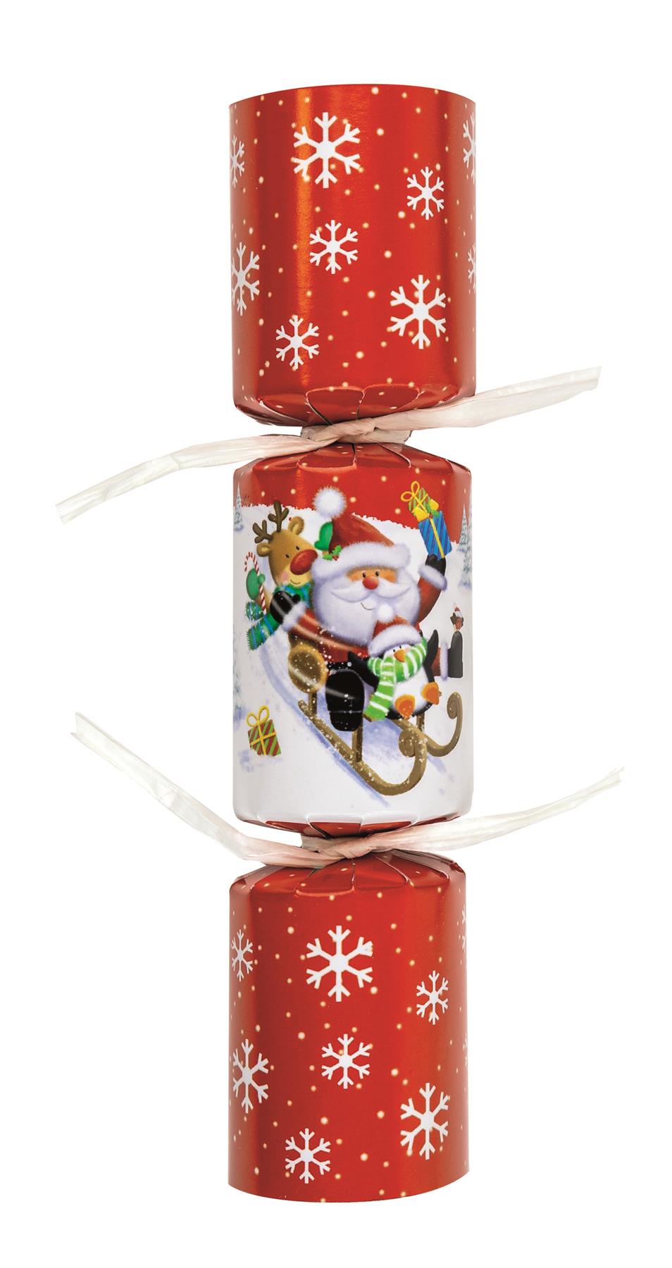 Mini Christmas Crackers Giftmaker Pack 6 Novelty Fun Blue & Red Santa & Friends - Picture 3 of 6