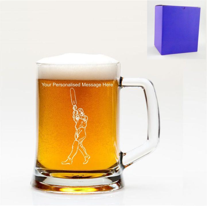 Personalised Cricket Engraved Pint Tankard